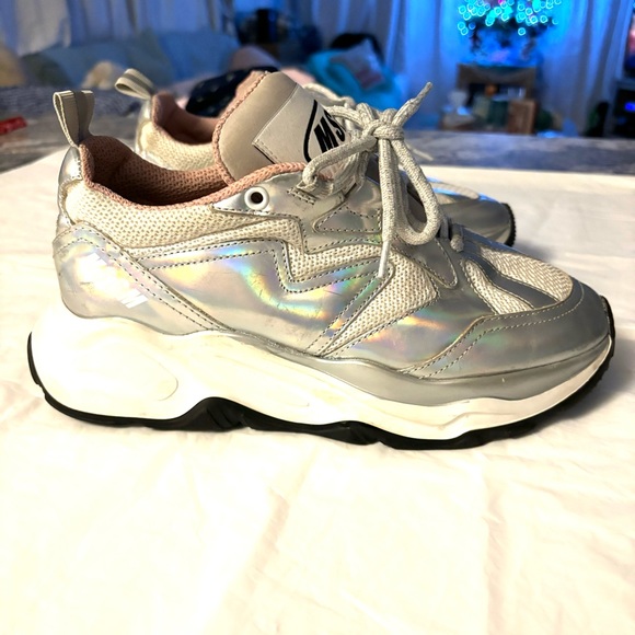 MSGM Sneakers Scarpa Donna Attack silver Pink iridescent SZ 7.5 Worn 2X - Picture 4 of 16
